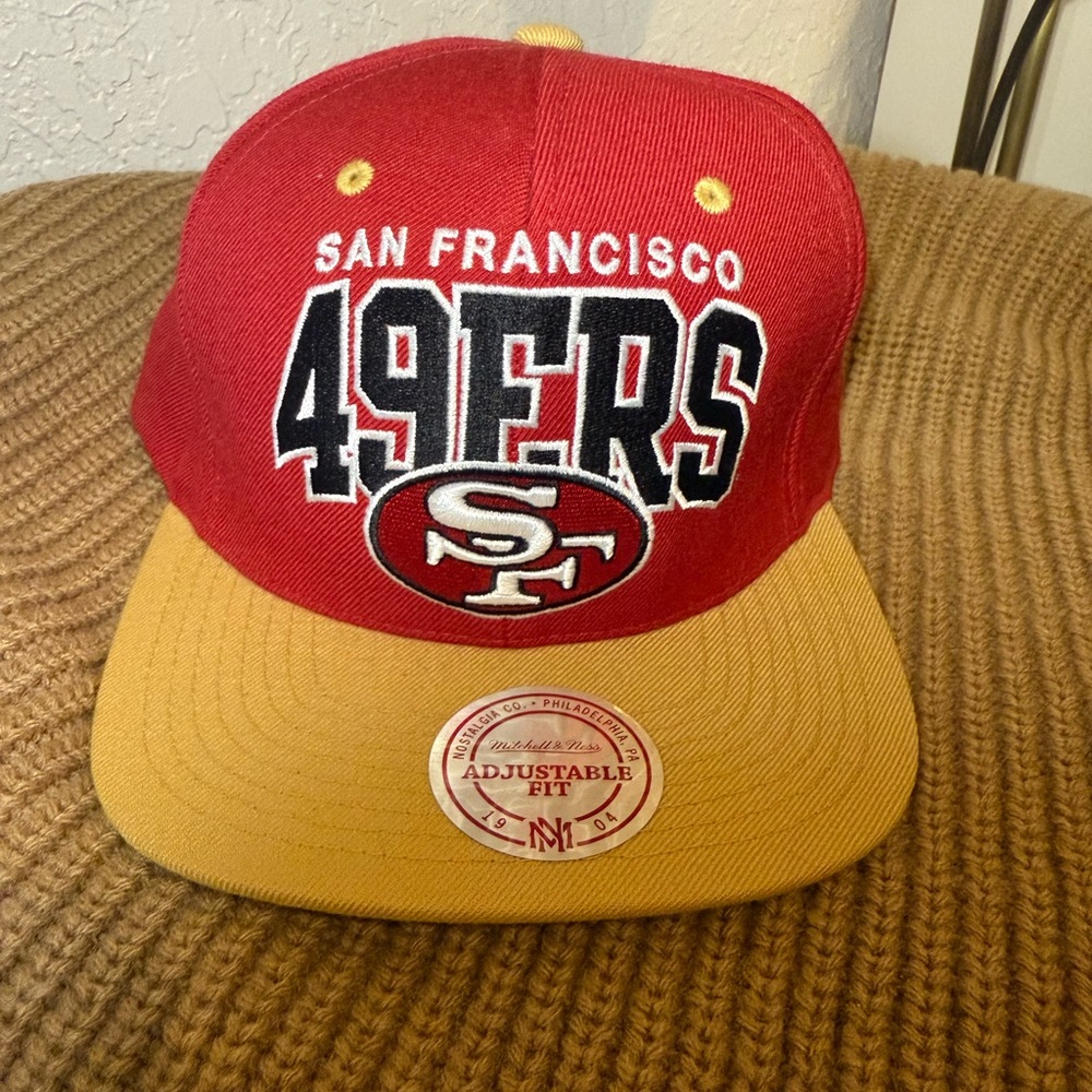 San Francisco 49ers Mitchell and Ness Red and Gold Cap